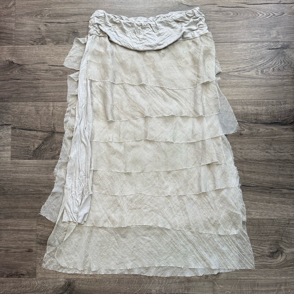 Vintage Y2K Boho Artsy Fringe Stretch Ruffle Skirt size Medium Women